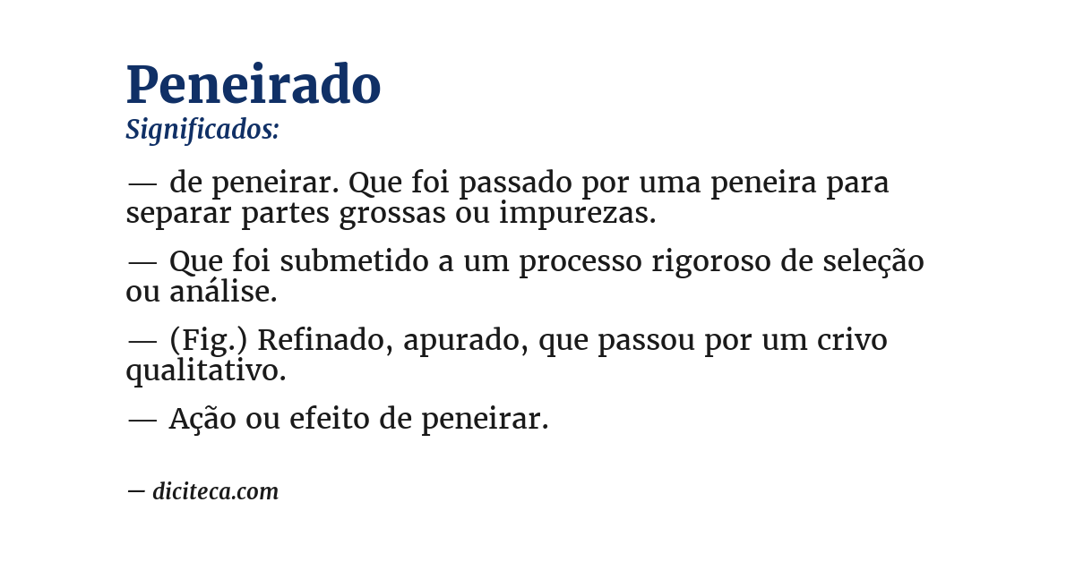 Significado de peneirado