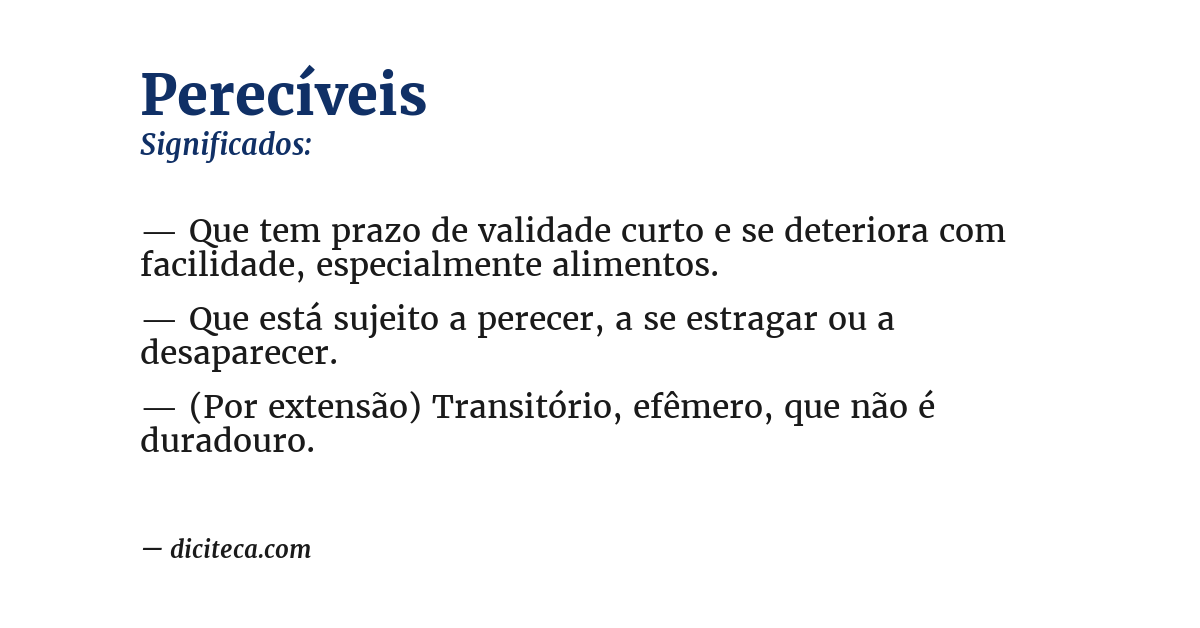 Significado de perecíveis