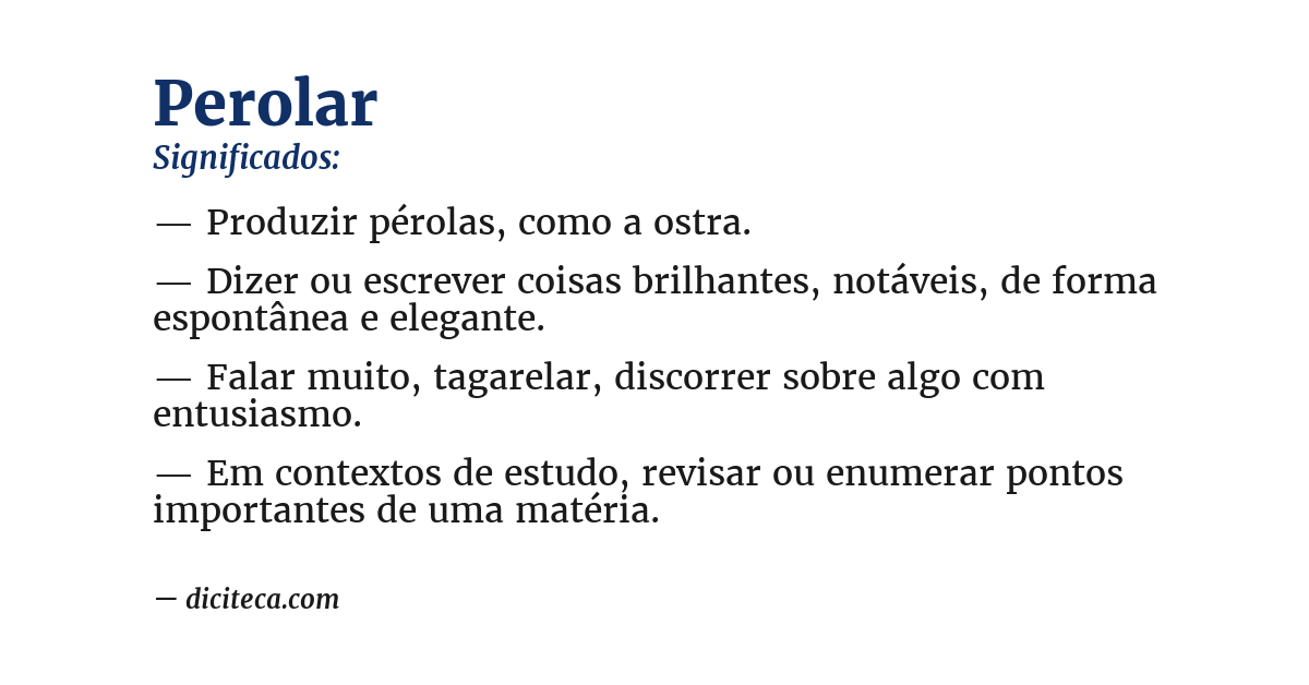 Significado de perolar