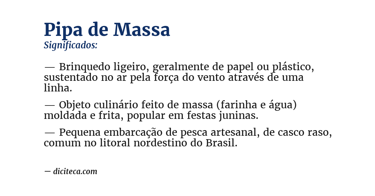 Significado de pipa de massa