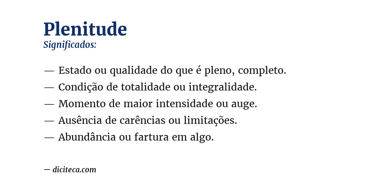 Significado de plenitude