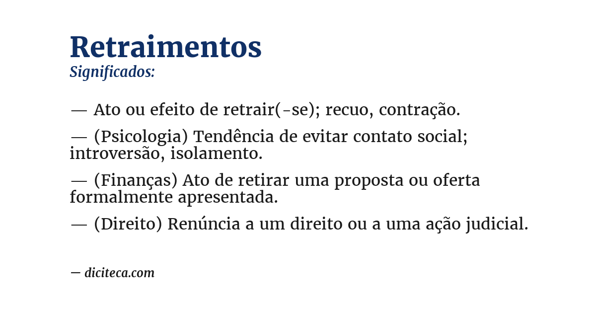 Significado de retraimentos