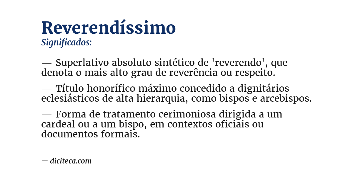 Significado de reverendíssimo