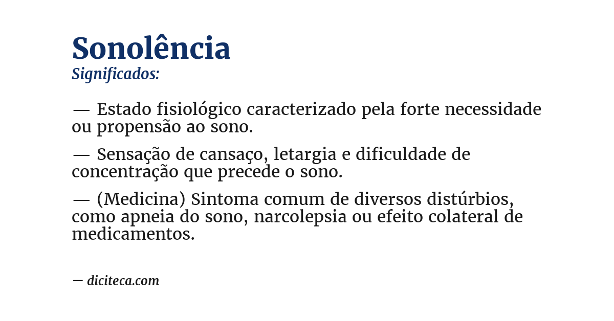 Significado de sonolência