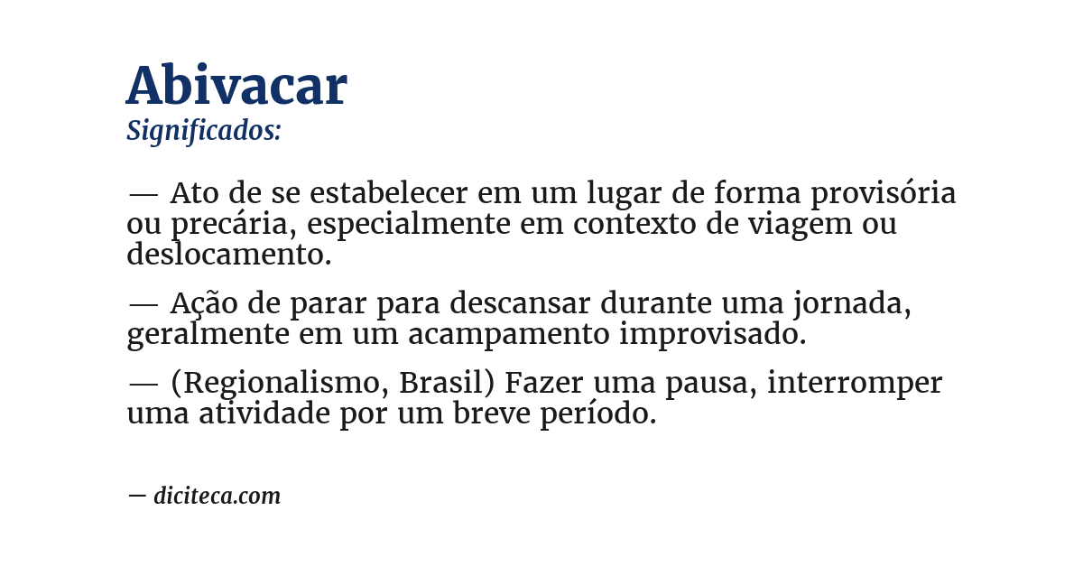 Significado de abivacar