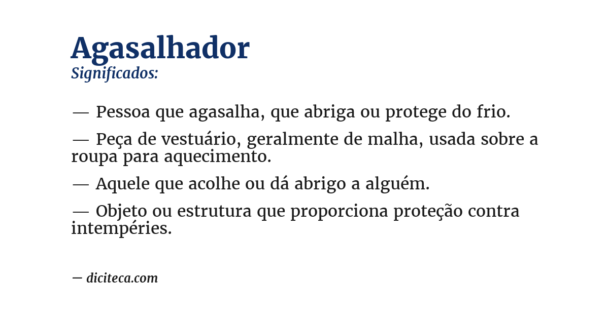 Significado de agasalhador