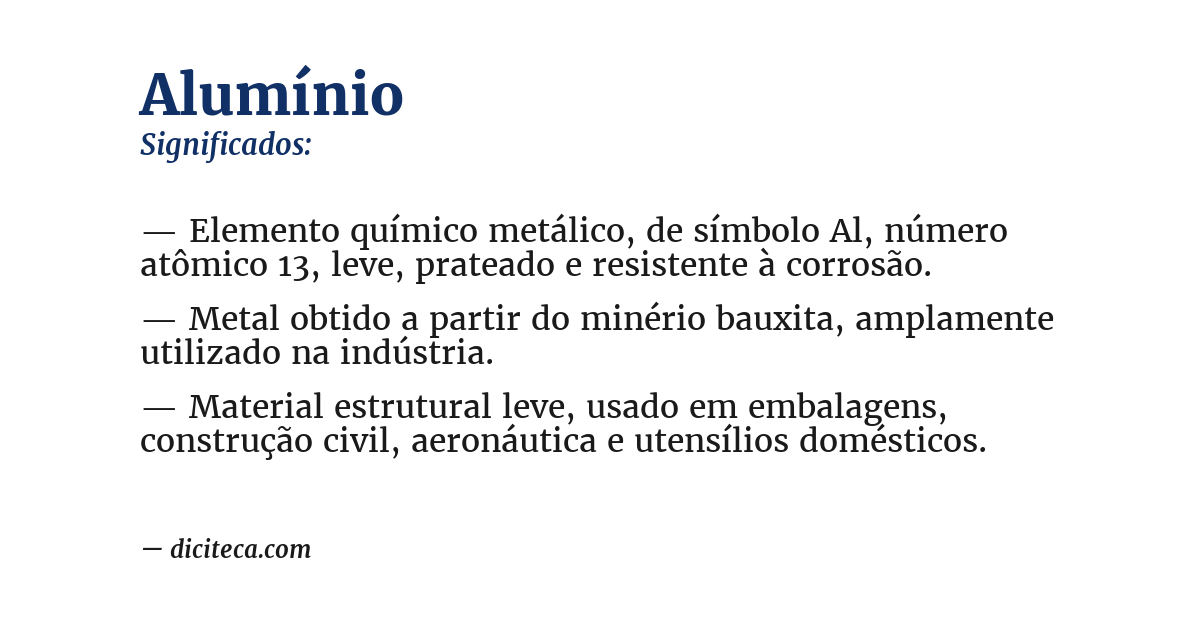 Significado de alumínio