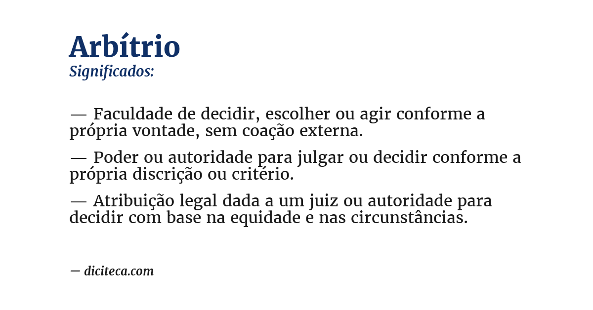 Significado de arbítrio