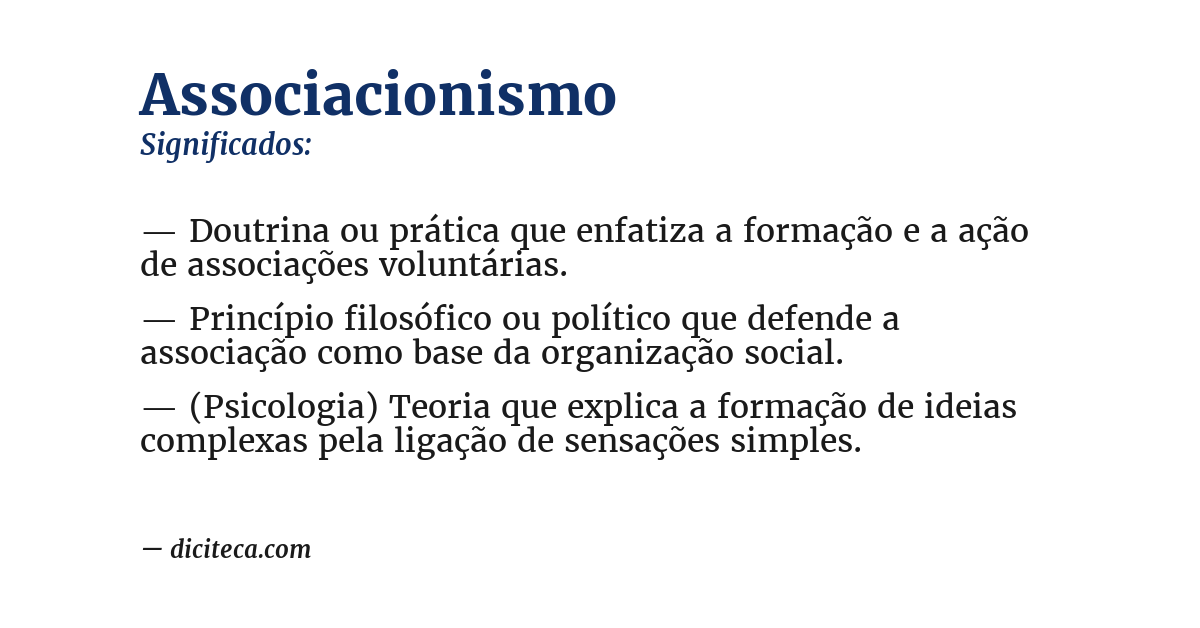 Significado de associacionismo