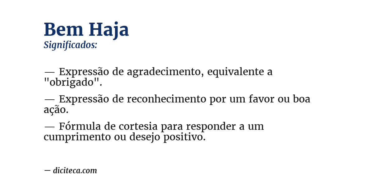 Significado de bem haja