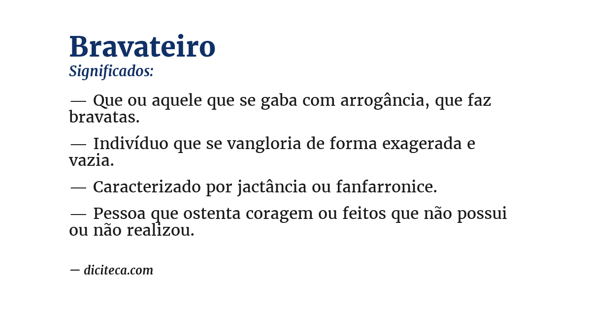 Significado de bravateiro