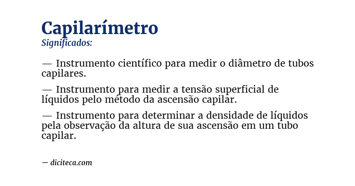 Significado de capilarímetro
