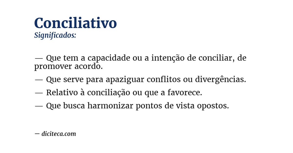 Significado de conciliativo