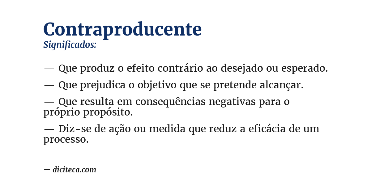 Significado de contraproducente