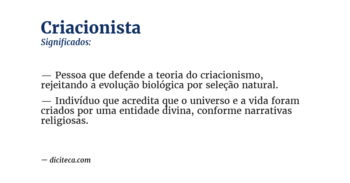 Significado de criacionista