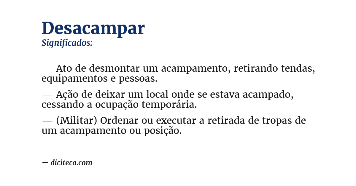 Significado de desacampar