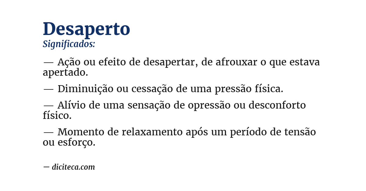 Significado de desaperto