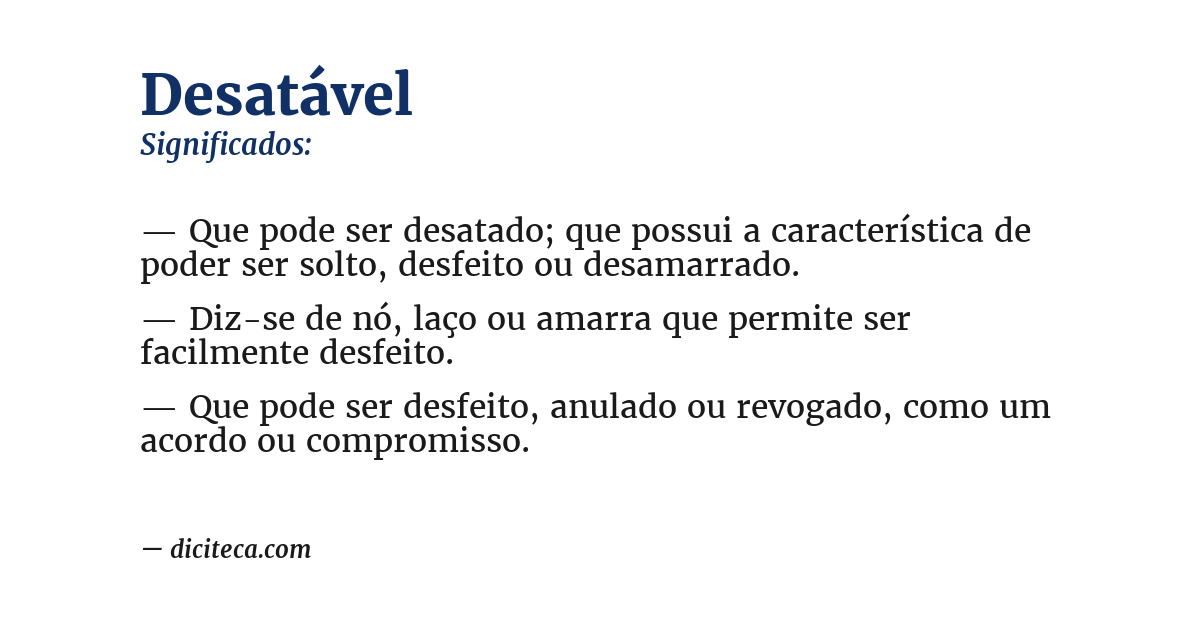 Significado de desatável