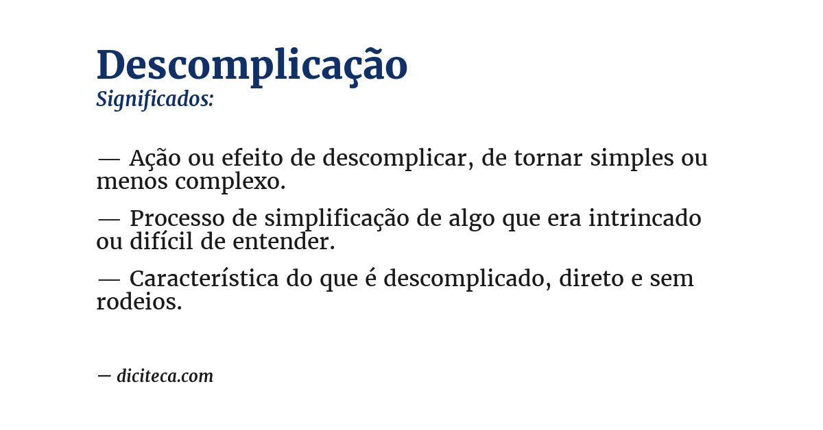 Significado de descomplicação