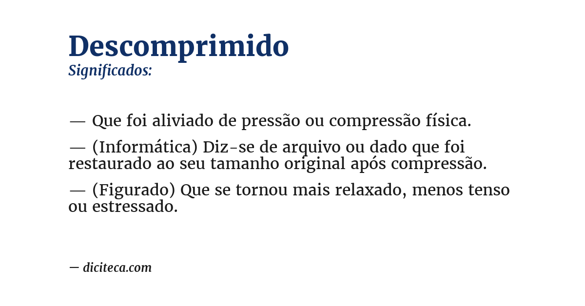 Significado de descomprimido