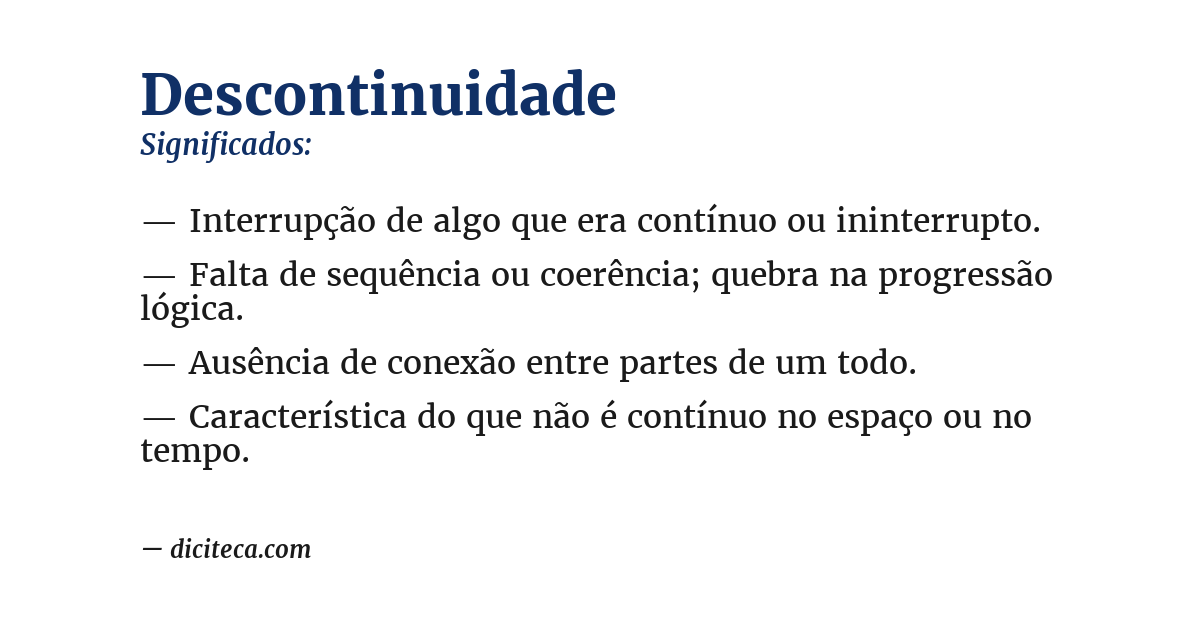 Significado de descontinuidade