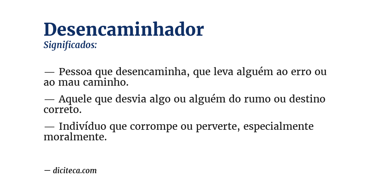 Significado de desencaminhador