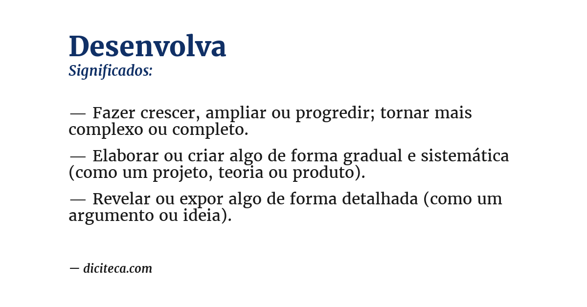 Significado de desenvolva