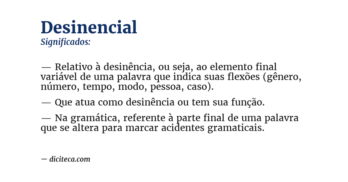 Significado de desinencial