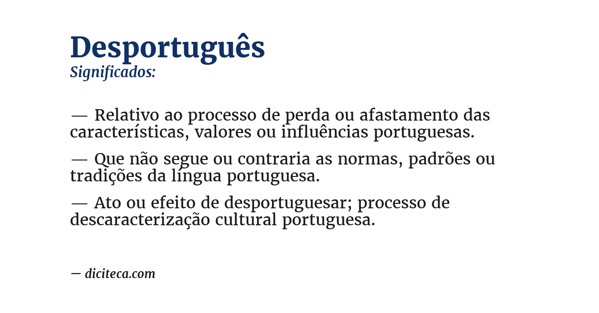 Significado de desportuguês