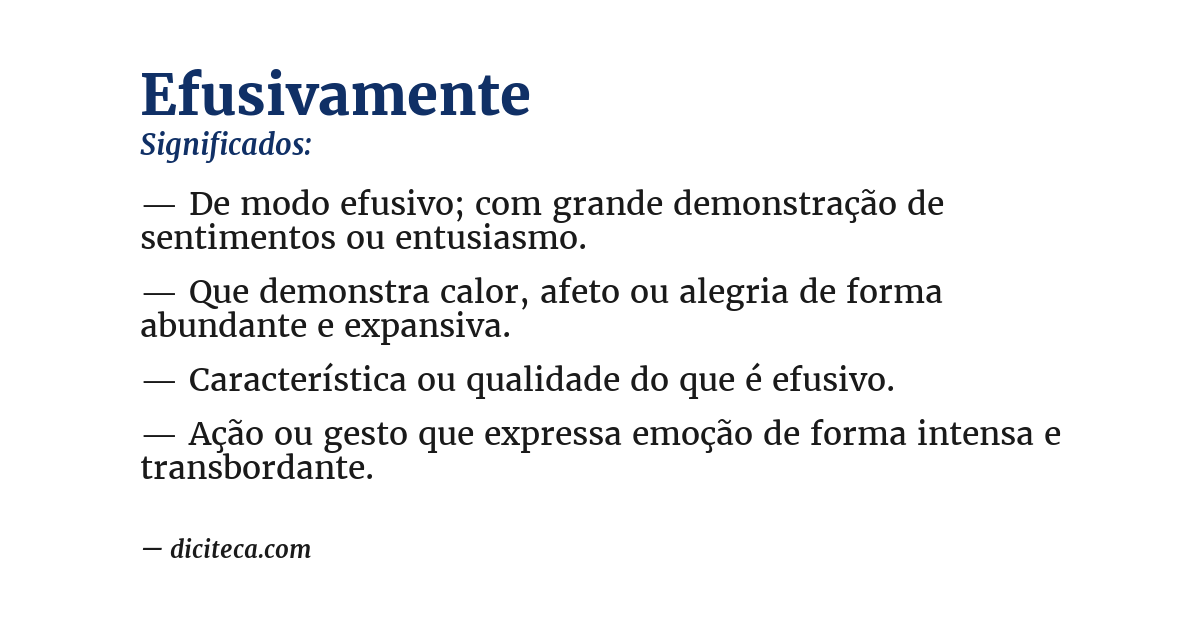 Significado de efusivamente