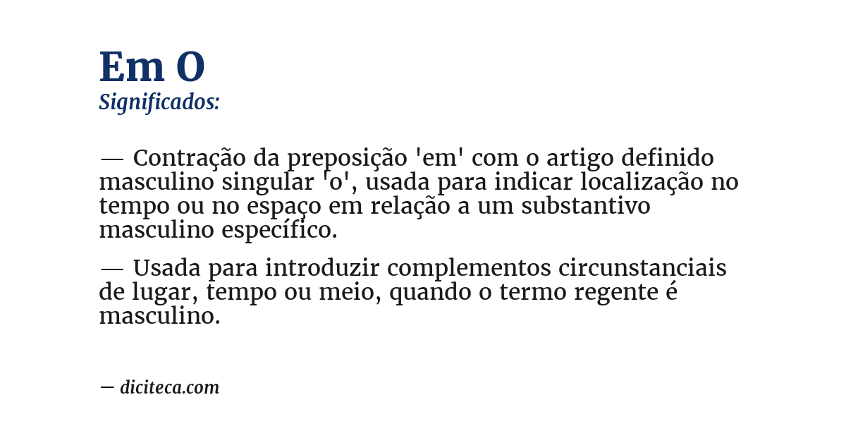 Significado de em o