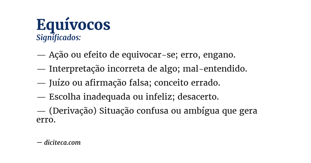 Significado de equívocos