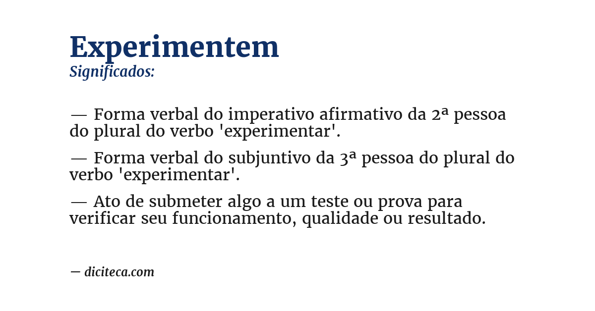 Significado de experimentem