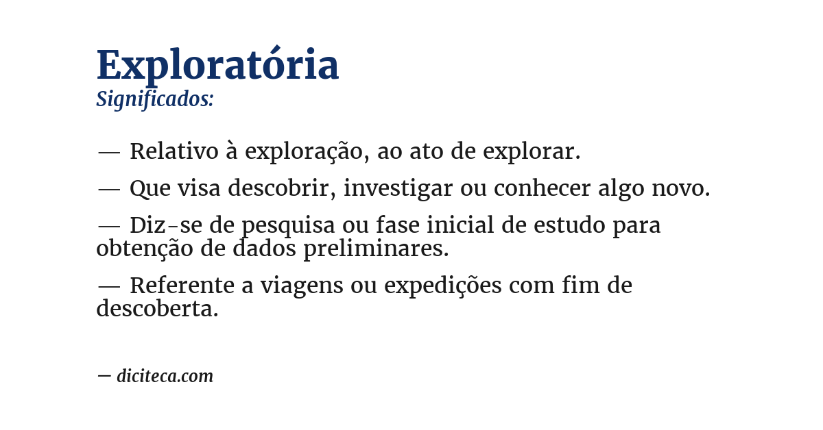 Significado de exploratória