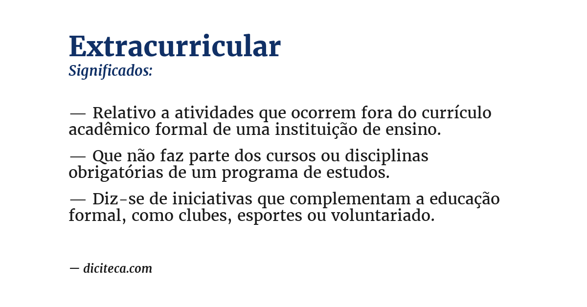 Significado de extracurricular