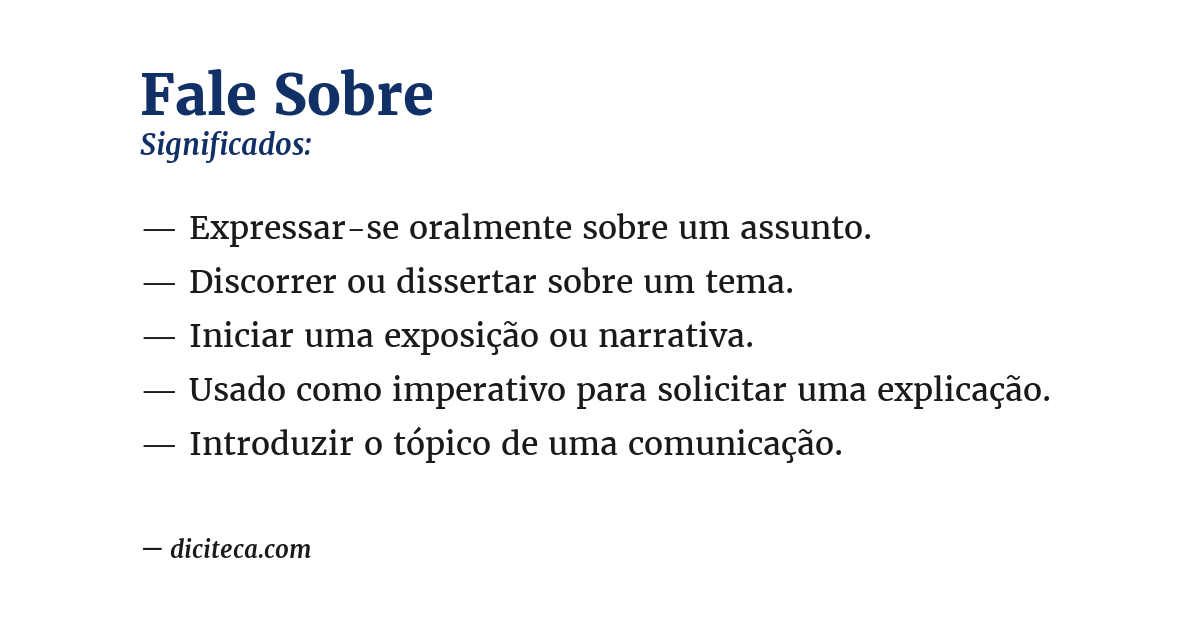 Significado de fale sobre