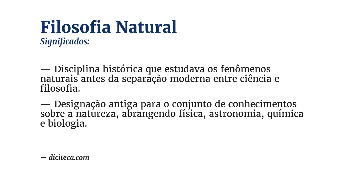 Significado de filosofia natural