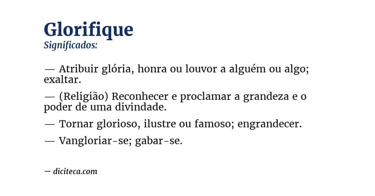 Significado de glorifique