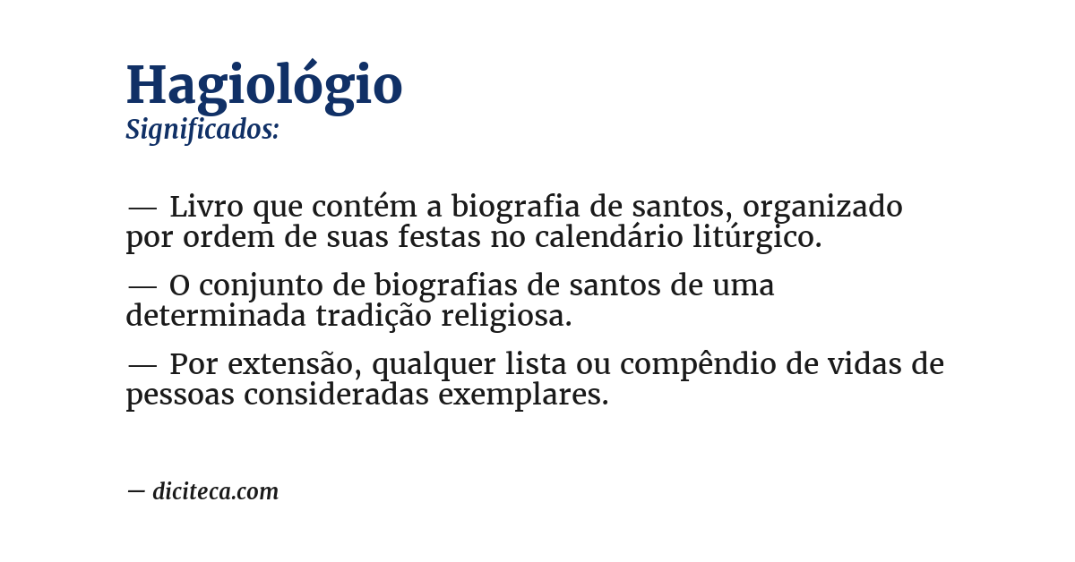 Significado de hagiológio