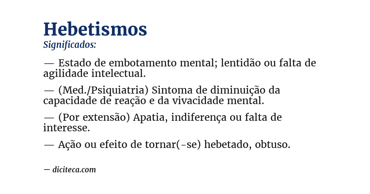 Significado de hebetismos