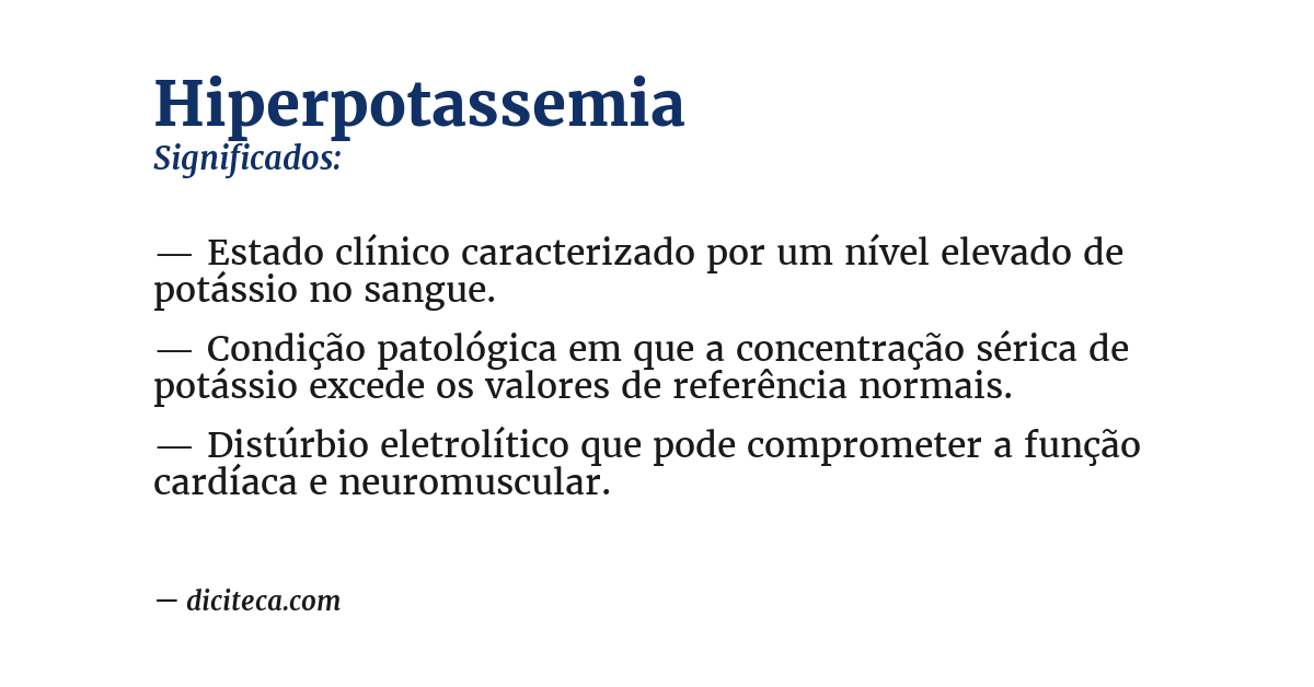 Significado de hiperpotassemia