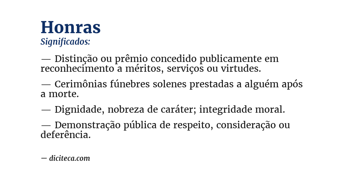 Significado de honras