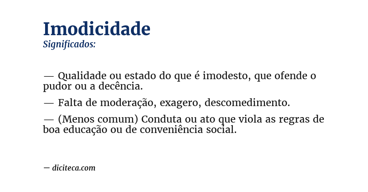 Significado de imodicidade