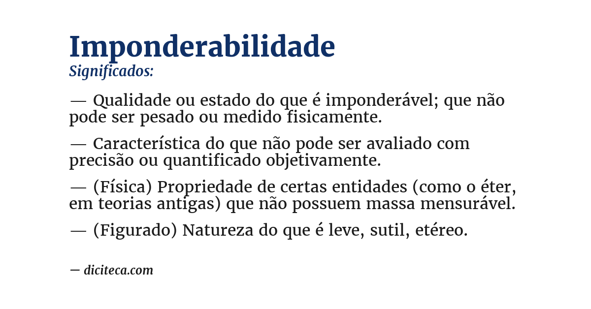Significado de imponderabilidade