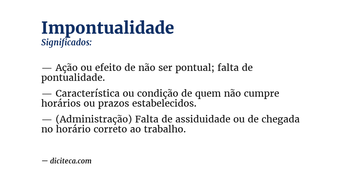 Significado de impontualidade