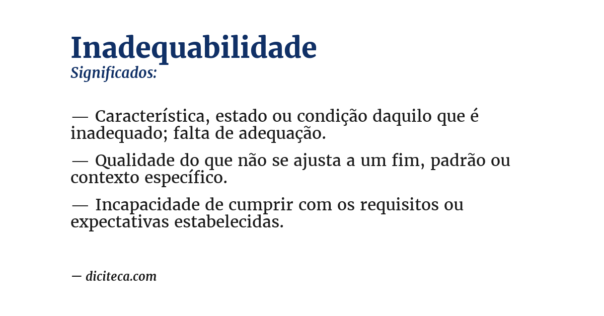 Significado de inadequabilidade