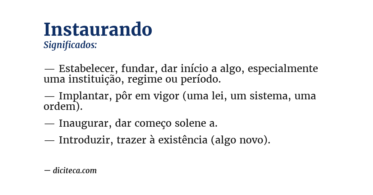 Significado de instaurando