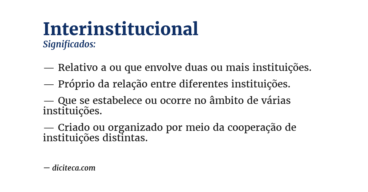 Significado de interinstitucional