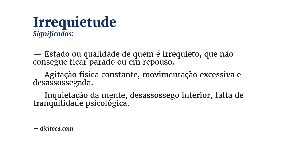 Significado de irrequietude
