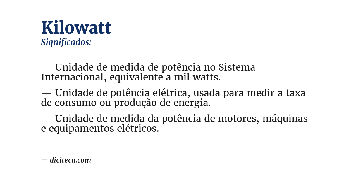 Significado de kilowatt